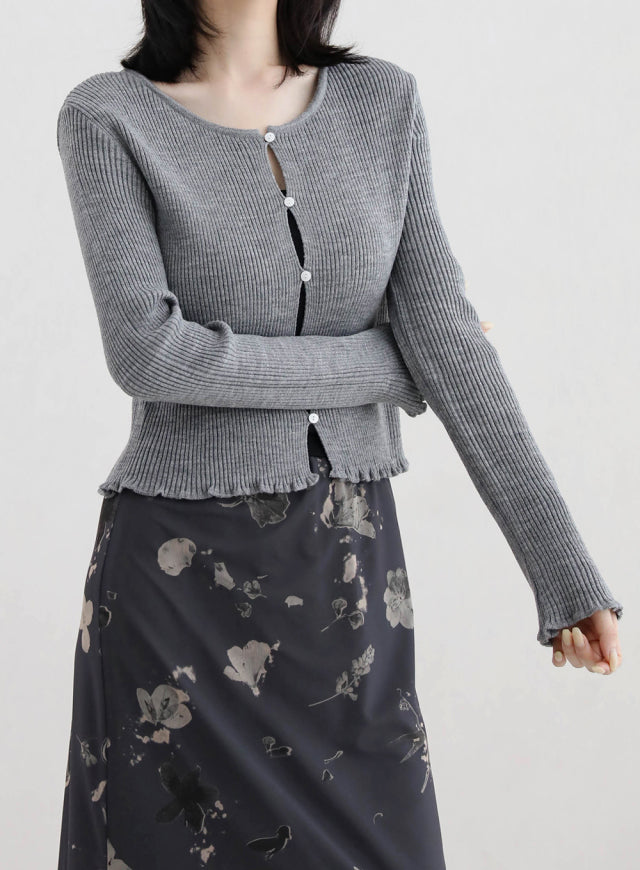 Frill Dive Knit Cardigan(~9/23)