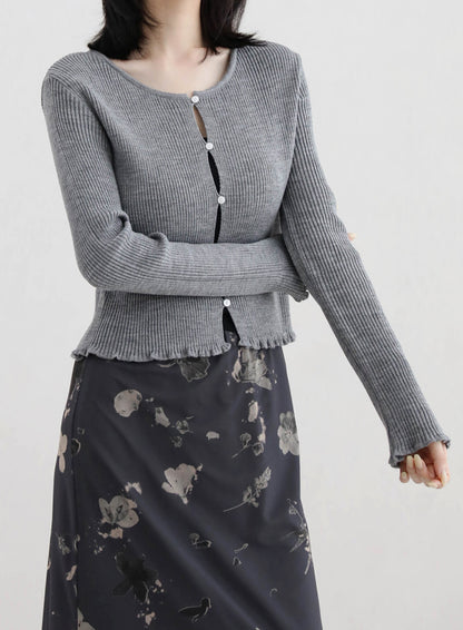 Frill Dive Knit Cardigan(~9/23)