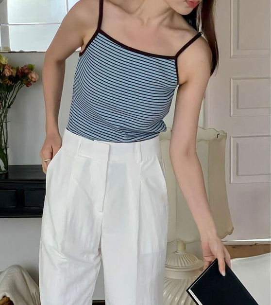 * Stripe Contrast Sleeveless Top