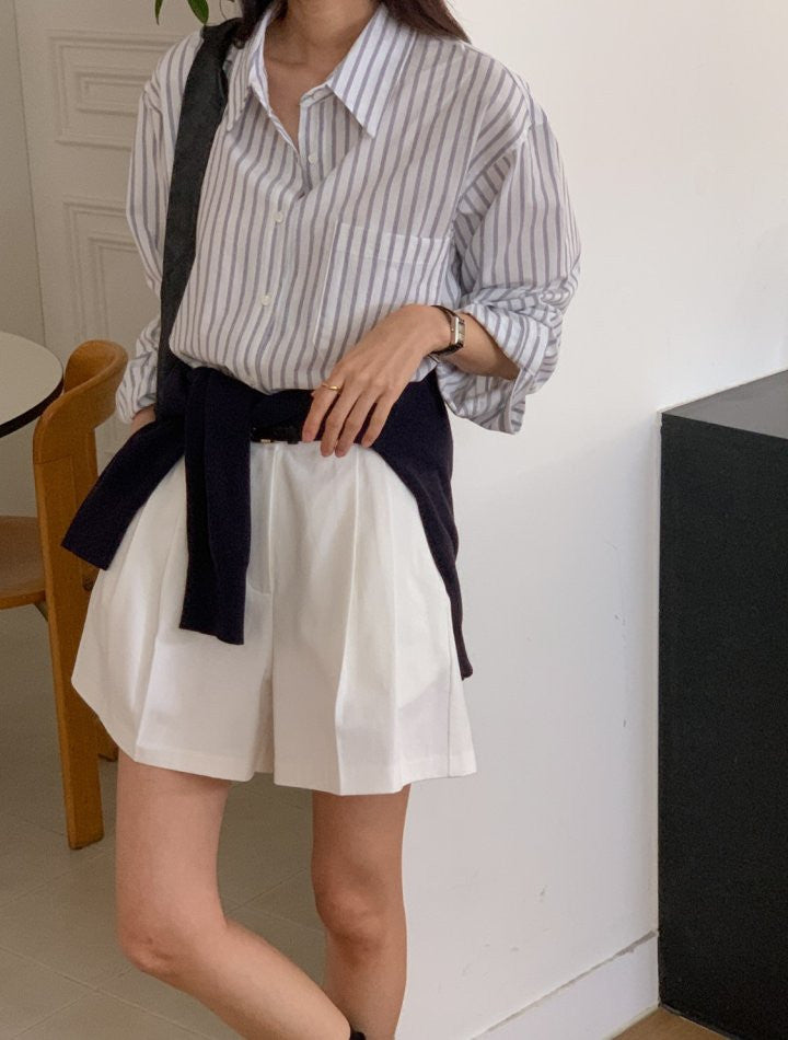 * Pintuck Cotton Shorts