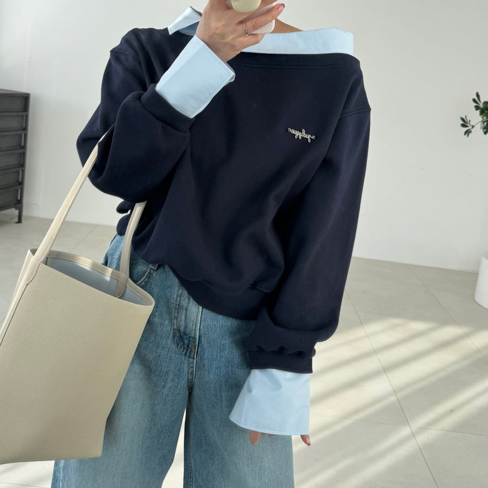 Layered Off-Shoulder Sweatshirt