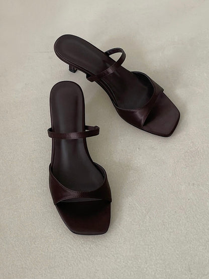 Square Toe Strap Mule Sandals