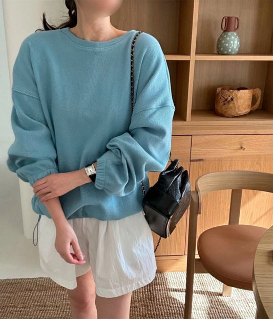 * Waffle Drawstring Sweatshirt