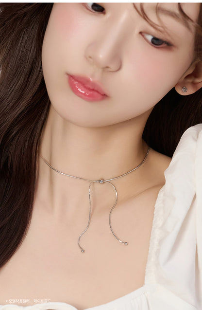 14KGP Slim Ball Tie Necklace - AdoreMeU