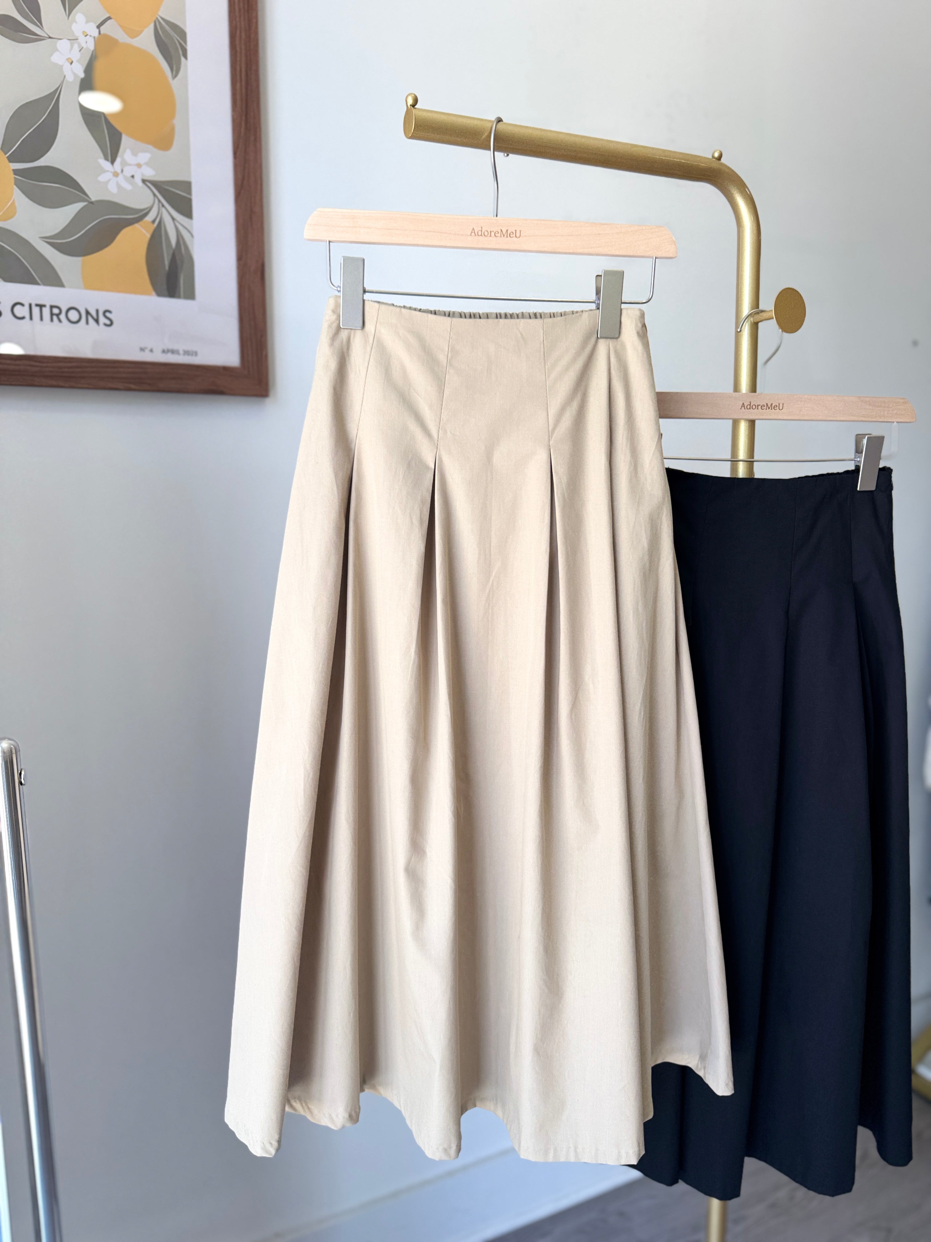 【Anyone more】It's Cotton Flare Pintuck Skirt Pintuck Cotton Flare Skirt – Elsis