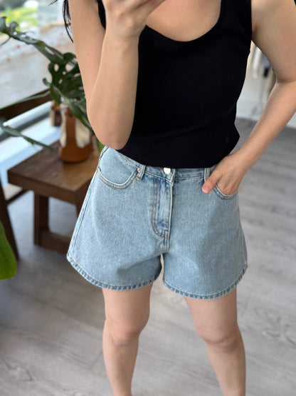 4-Inch Back Elastic Denim Shorts - AdoreMeU