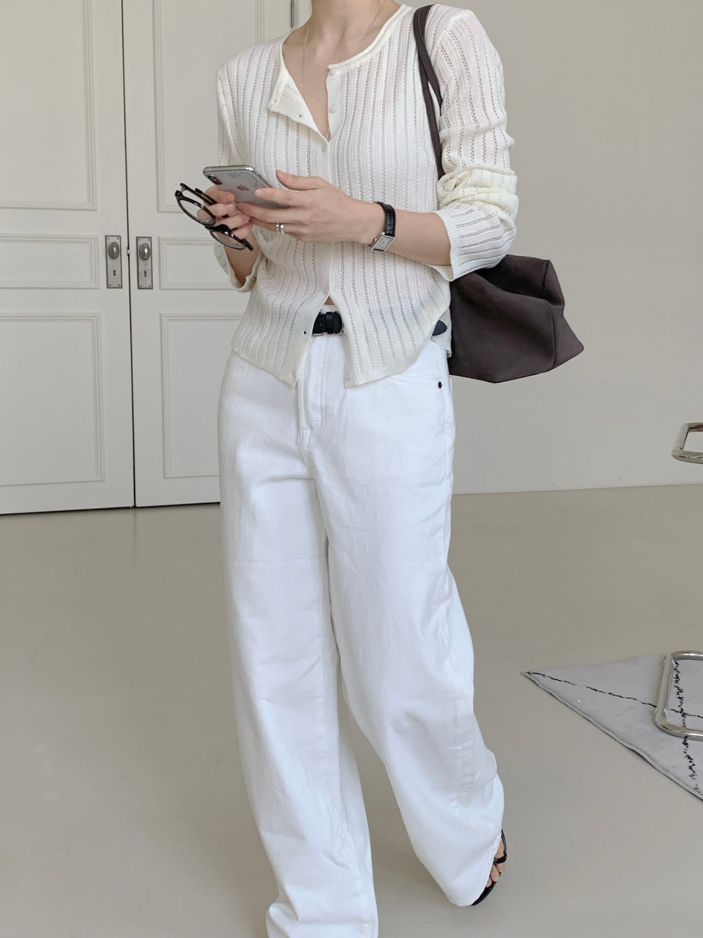 * Punching Knit Summer Cardigan