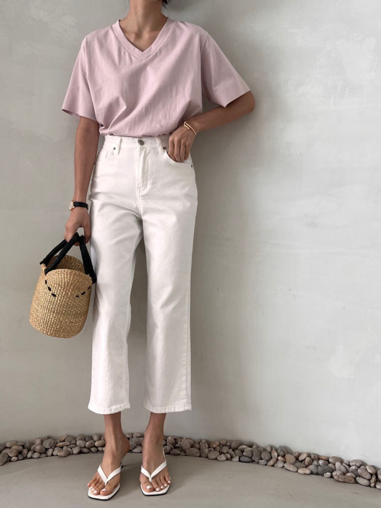 * Straight-leg cotton pants