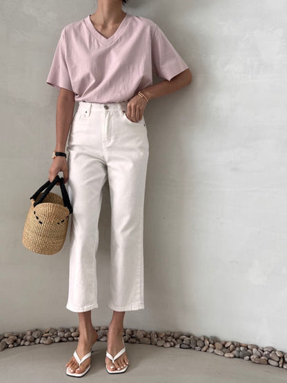 * Straight-leg cotton pants