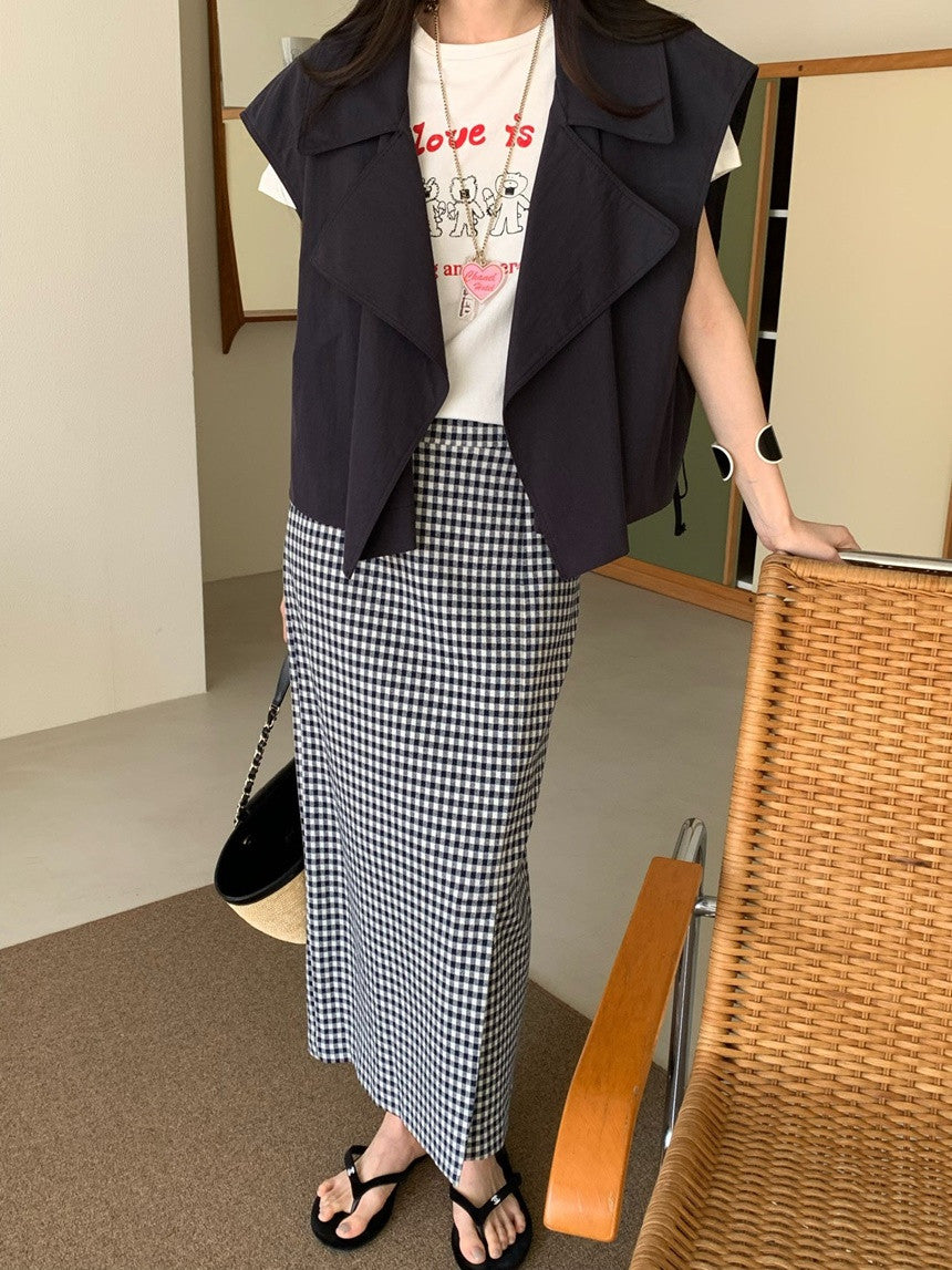 *Daily Check Long Skirt