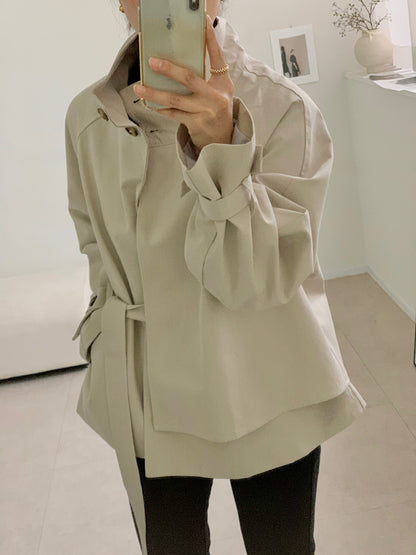 High-Neck Short Trench Jacket