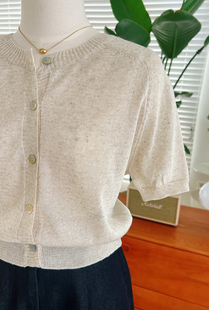 * Linen Raglan Knit Cardigan