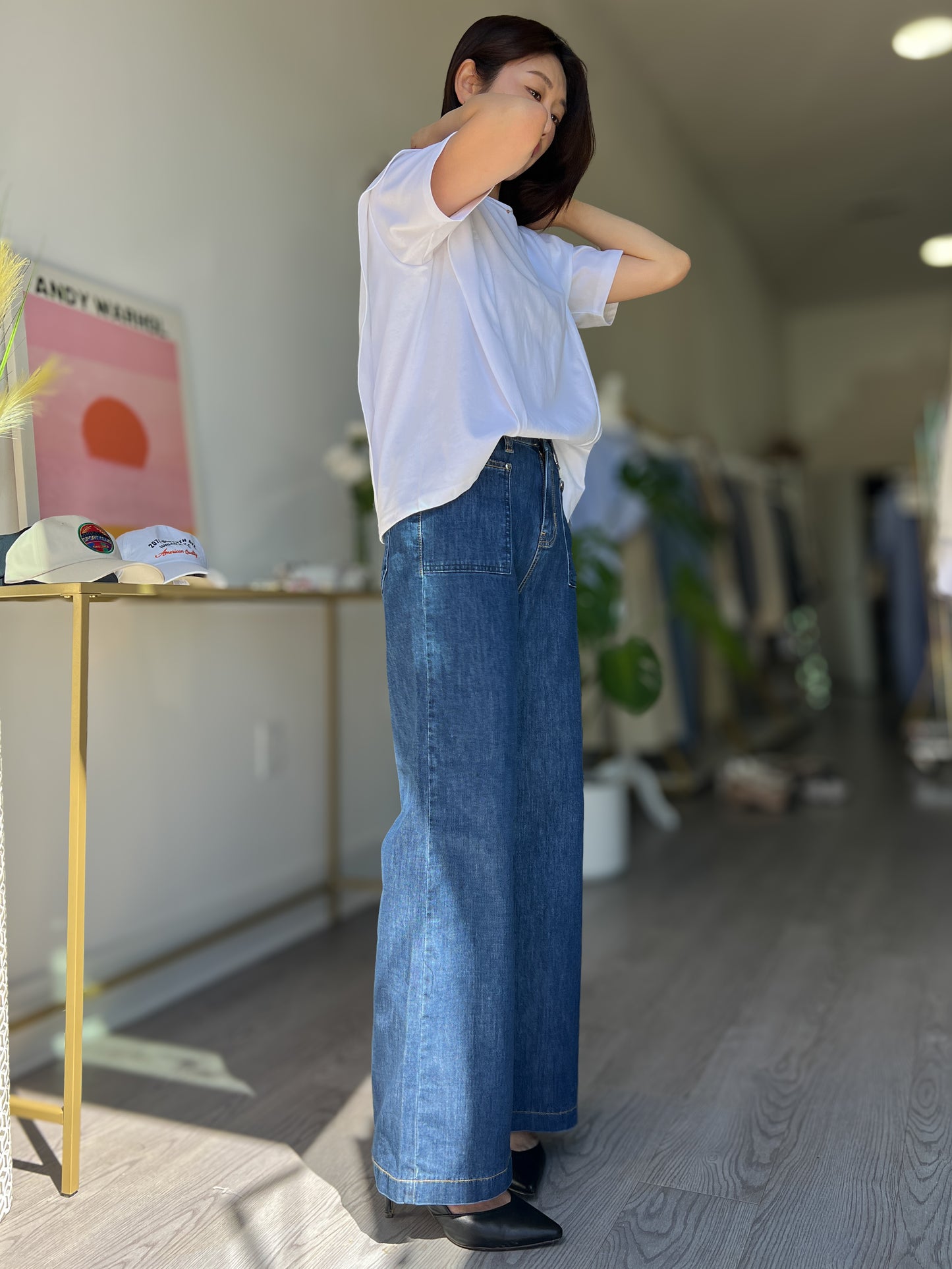 A Line Semi Wide Banding Denim