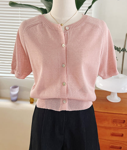 * Linen Raglan Knit Cardigan