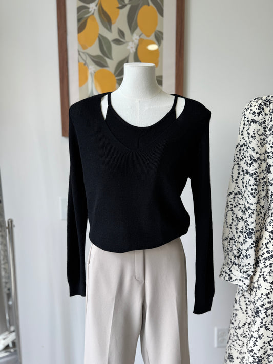 Twin Layered V neck Knit(~9/30) - AdoreMeU