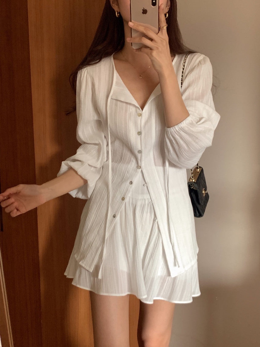 *Feminine Frill Blouse & Skirt Set