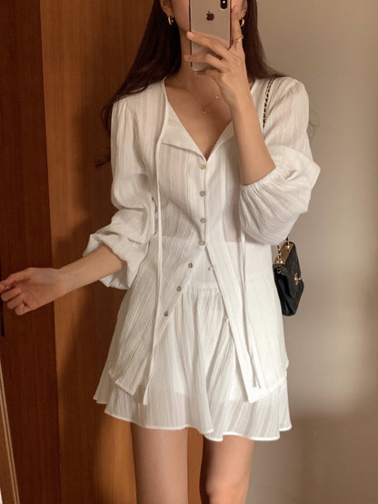 *Feminine Frill Blouse & Skirt Set