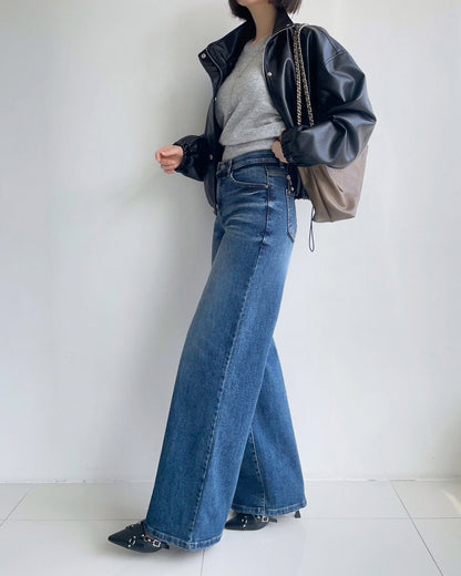 Banding Wide Flare Jeans (~9/5)
