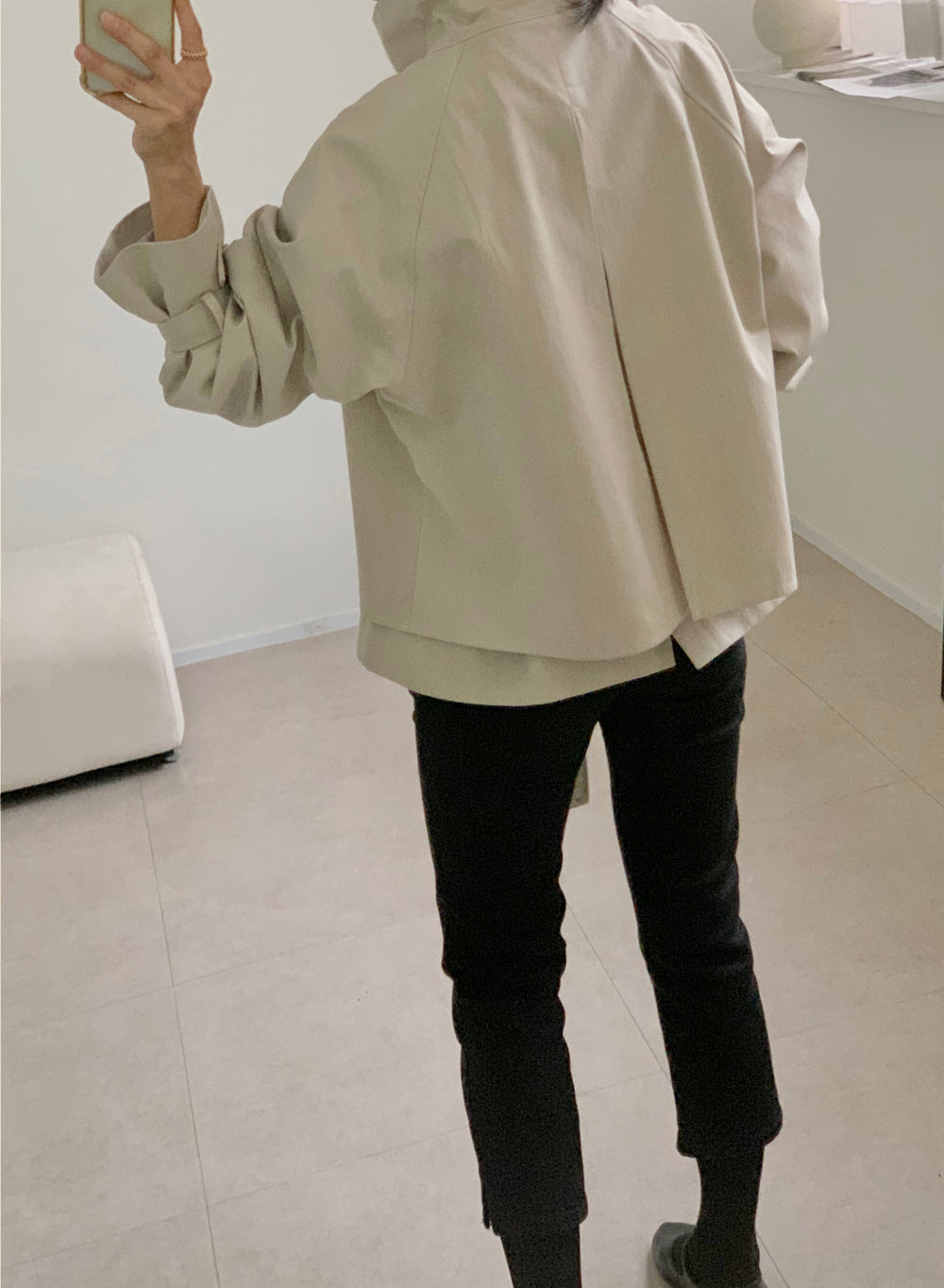 High-Neck Short Trench Jacket