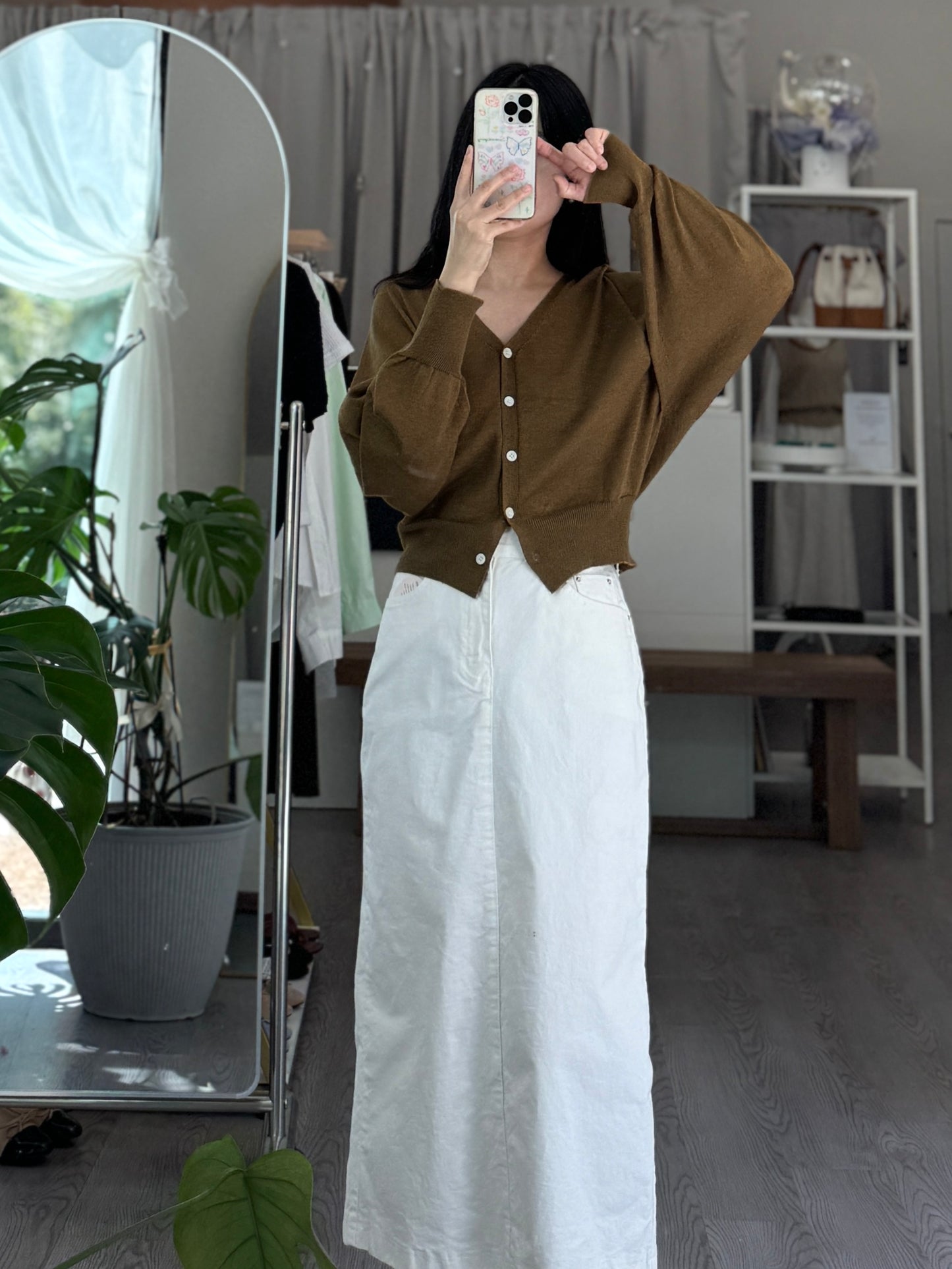 Linen Whole garment Cardigan(~9/8)