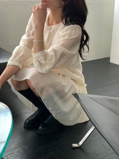 * Luna Frill Shirred Dress