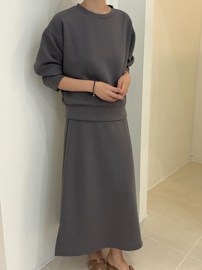Sweatshirt & Long Skirt Set(~10/1)