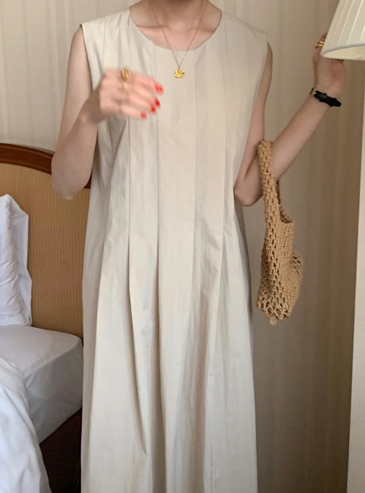 * Plain Pintuck Dress