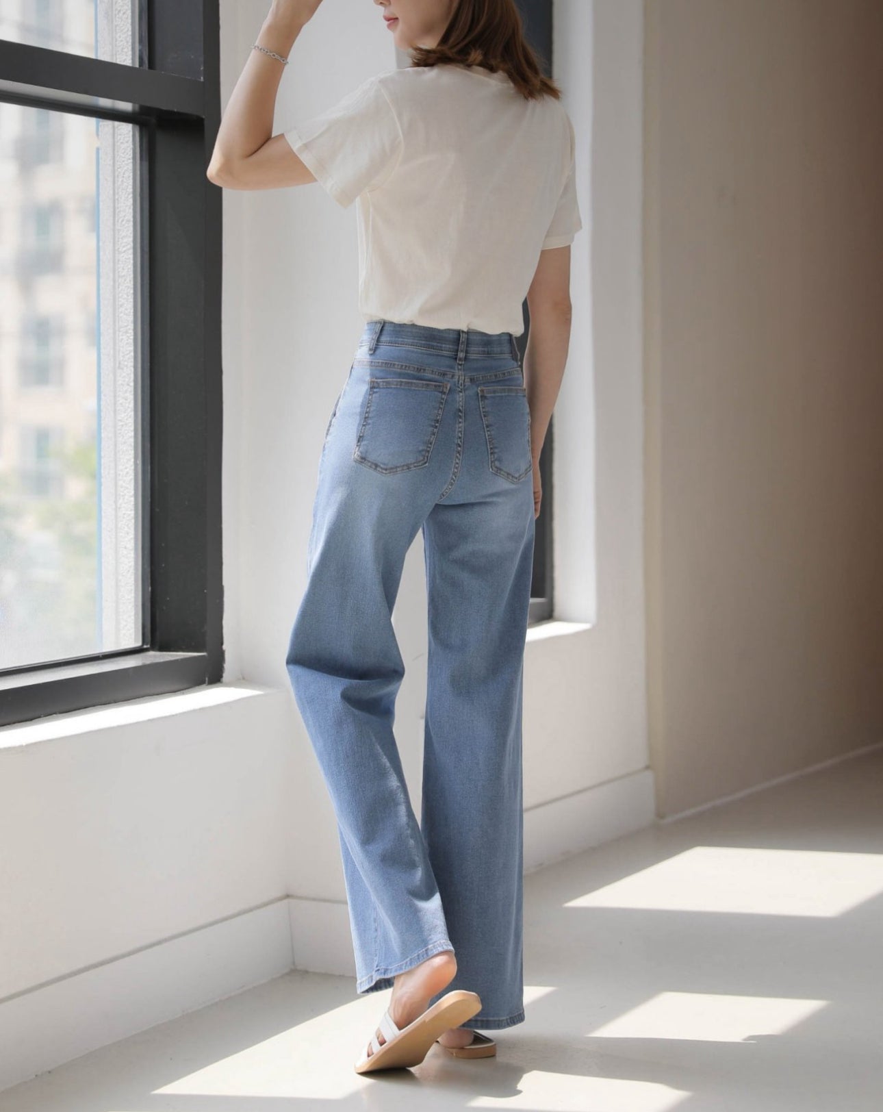 Cool Button Wide Denim