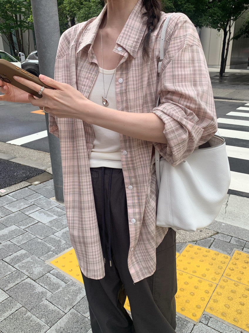 * Autumn Check Oversized Shirt