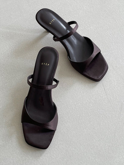 *Simple Satin Toe-Open Mule Heels