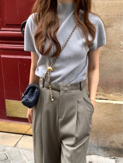 Velvet Pleats Shortsleeve