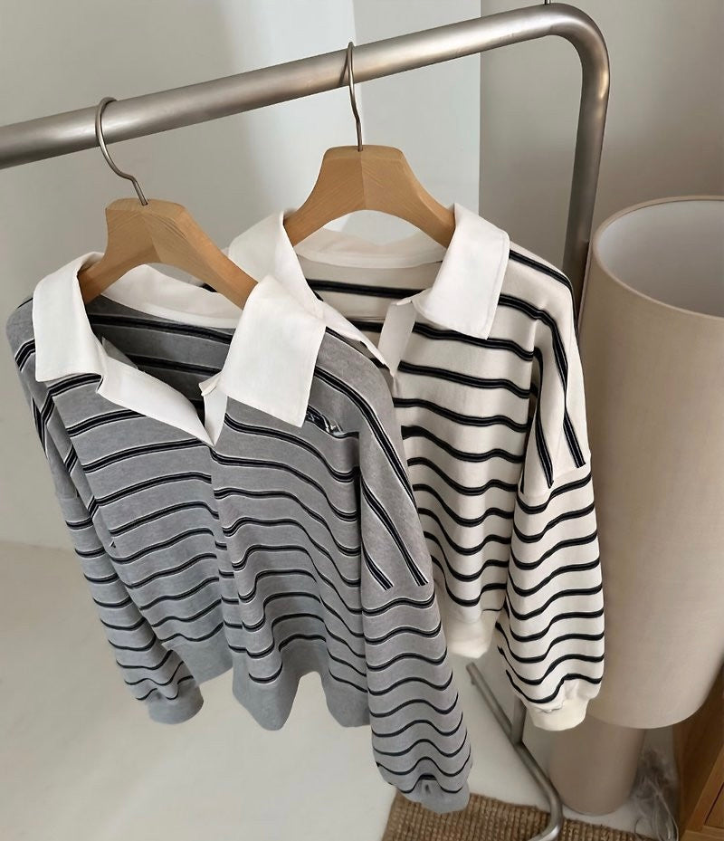 Striped Collar Sweatshirt(~10/17)