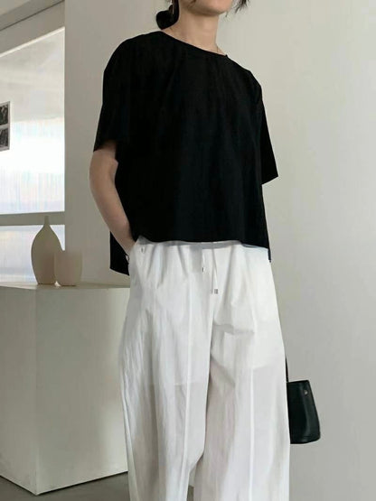 *    Back Ribbon Soft Blouse
