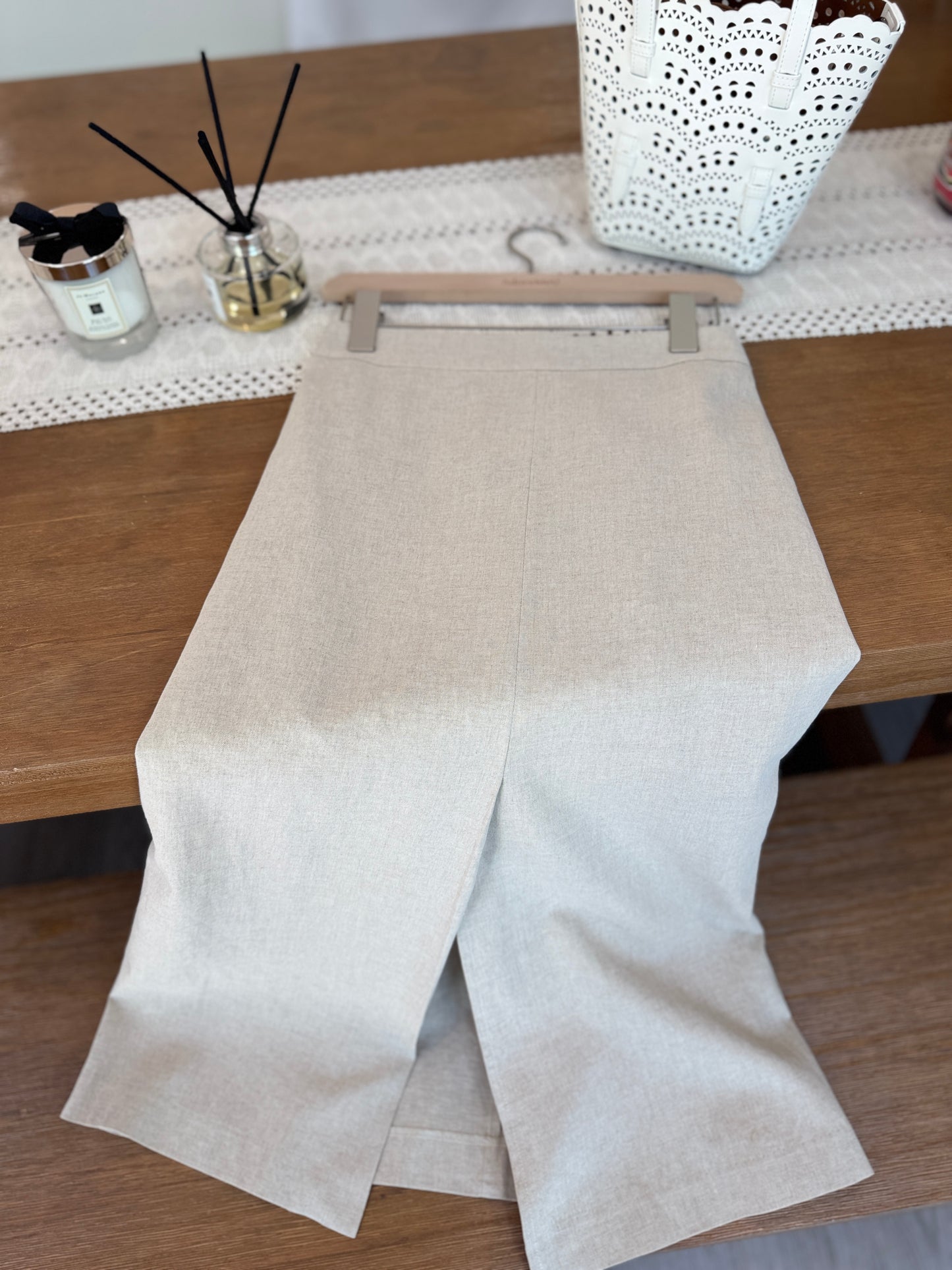 Front Slit Linen Skirt