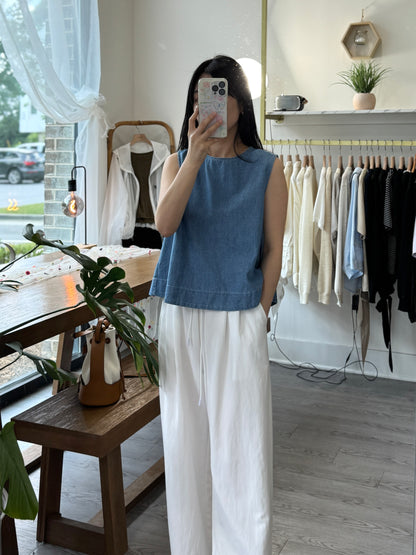 A-Line Tank & Soft Denim Shorts Set - AdoreMeU