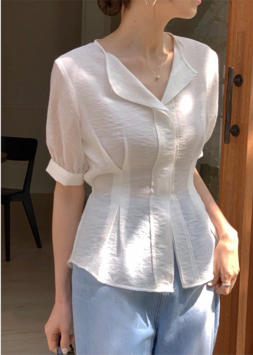 *Slim Pintuck Summer Blouse