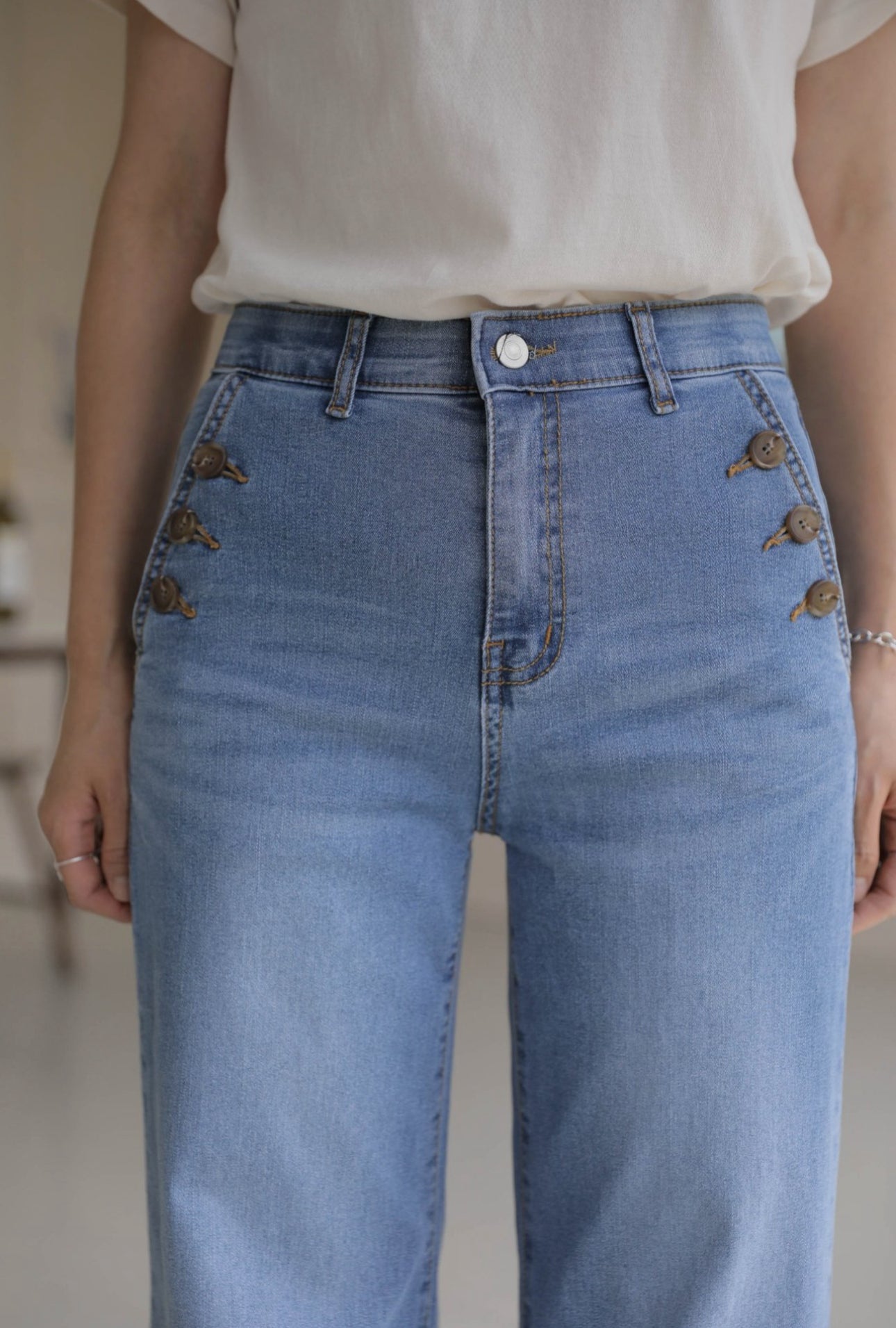 Cool Button Wide Denim