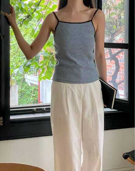 * Stripe Contrast Sleeveless Top