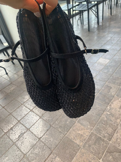 (PRE-ORDER)Beaded Mesh Flat Shoes 6/18