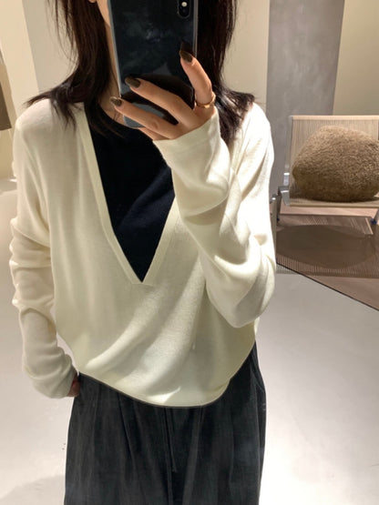 *   Layered V-Neck Knit