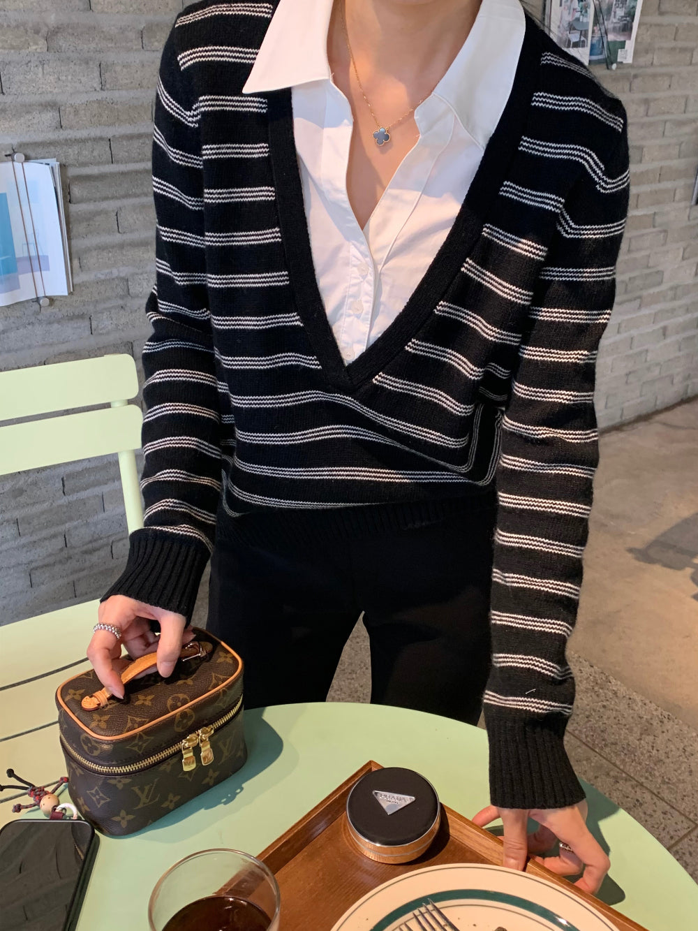 *셔츠 레이어드 니트 탑