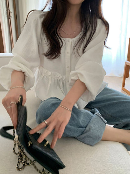 * Luna Shirring Frill Blouse