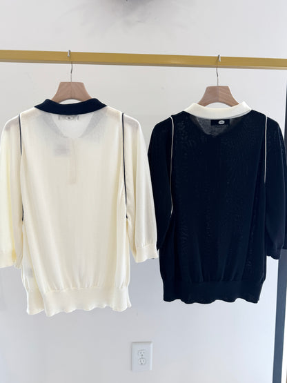 Contrast Collar Knit