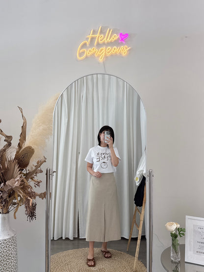 Front Slit Linen Skirt