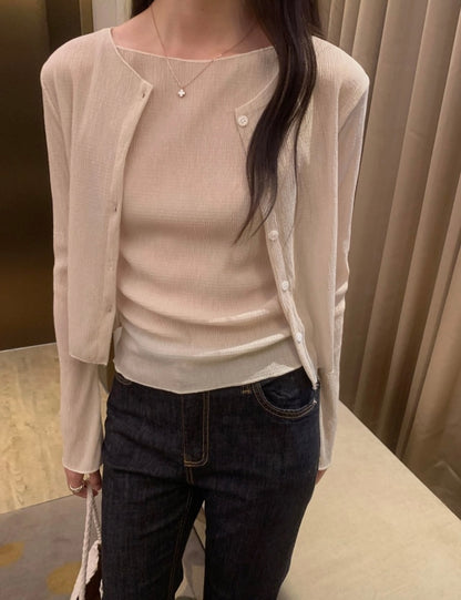 *Pleated Tank & Cardigan Set