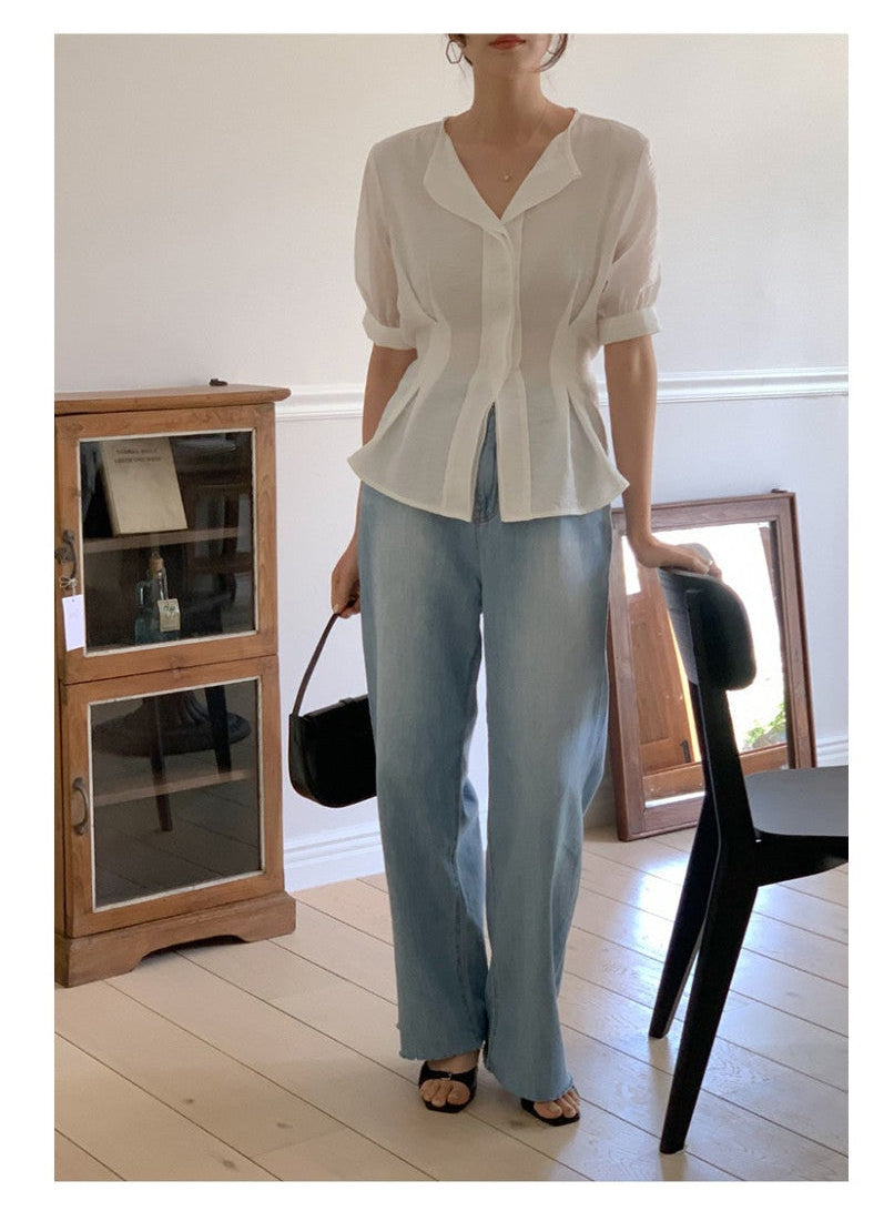 *Slim Pintuck Summer Blouse