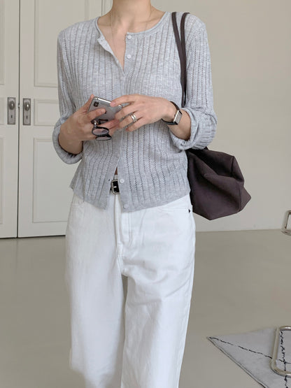 * Punching Knit Summer Cardigan