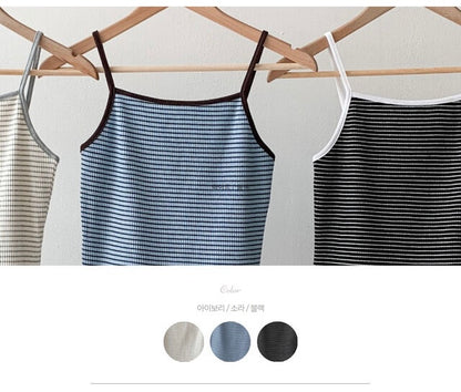 * Stripe Contrast Sleeveless Top