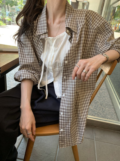 * Autumn Check Oversized Shirt