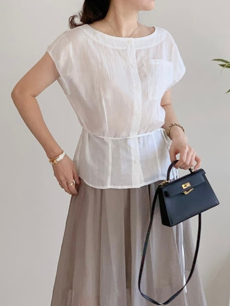 One Pocket Linen Blouse